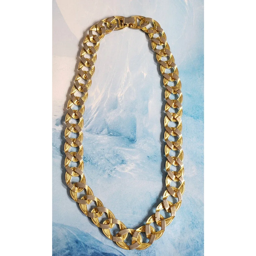 Vintage‎ Black Enamel Necklace Gold-tone, 17